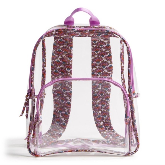 Transparent Backpack with Purple Floral Design - Picture 1 of 8